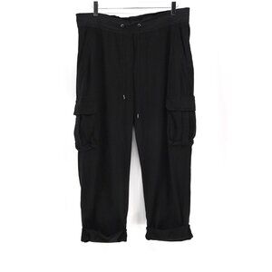 New STANDARD JAMES PERSE Womens Size XL Cargo Capri Pants Black 100% Cotton USA